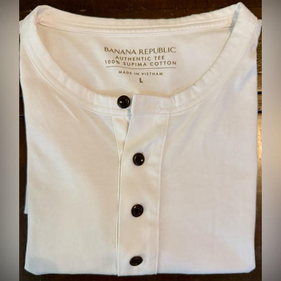 Banana Republic White Long Sleeve Henley Shirt - Picture 9 of 9